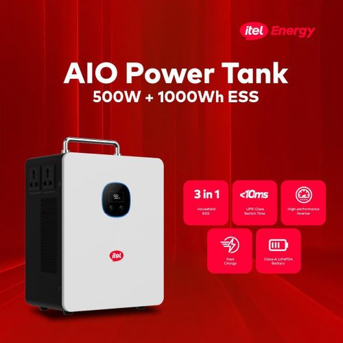 itel 500W Solar Power Kit – All-in-One Inverter Power Tank + 1kWh Battery